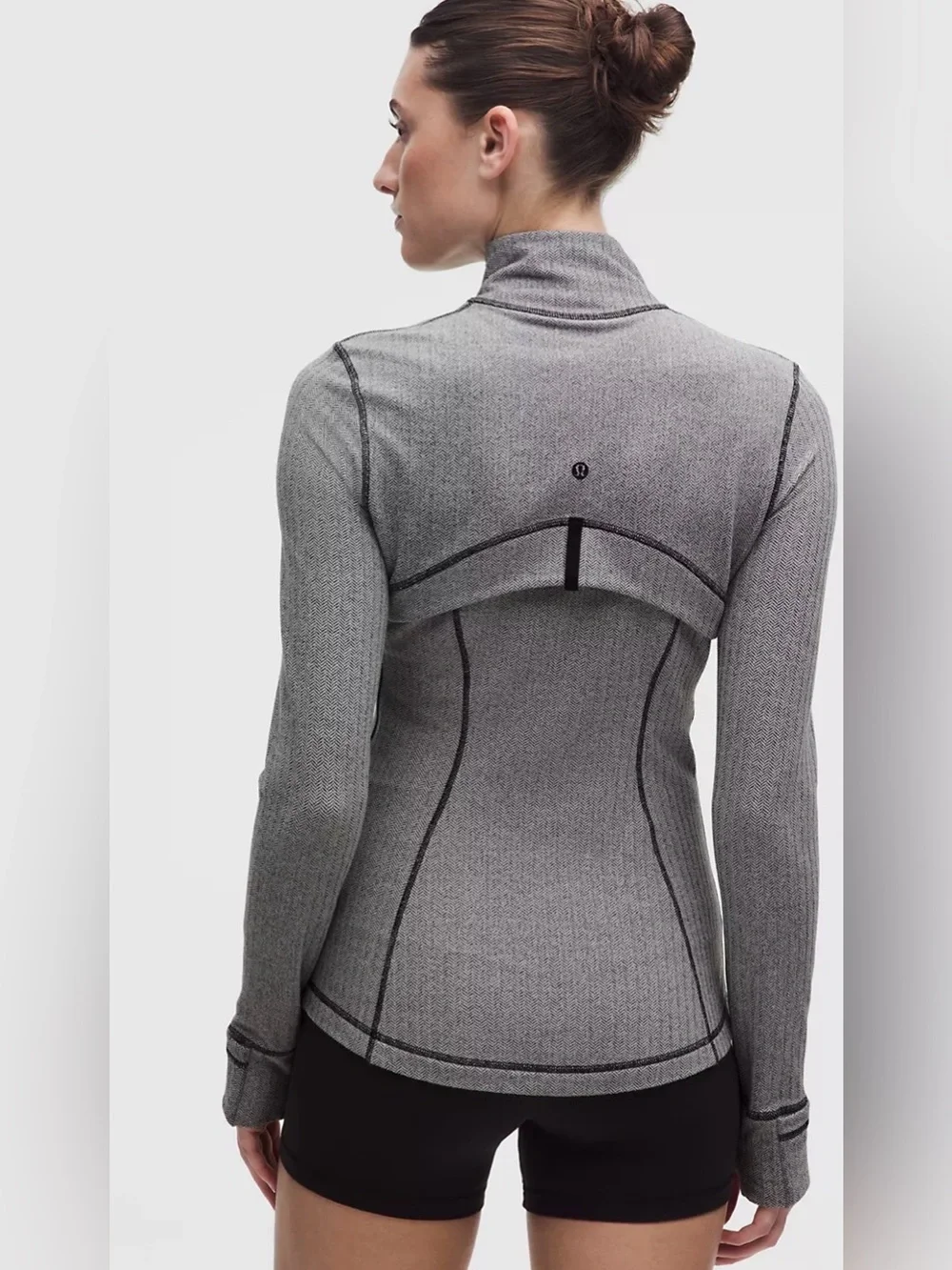 Lululemon Define Jacket Herringbone Grey Black Size 6 Full Zip Fitted EUC
